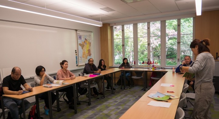 A class held in the Princeton Chinese Language School Taiwan Center for Mandarin Learning.</br>普林斯頓中文學校臺灣華語文學習中心上課情形。
