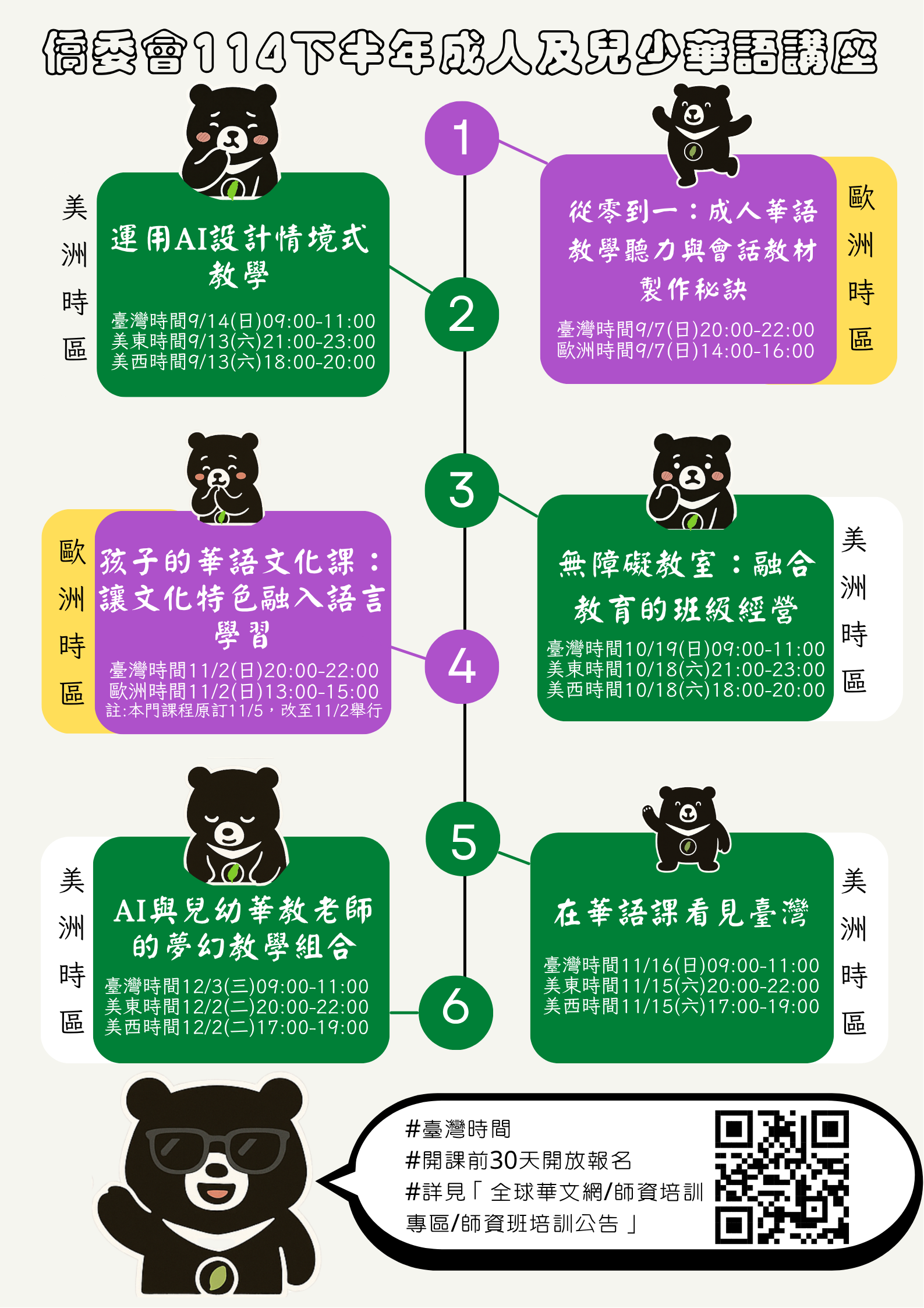 2025下半年成人及兒少華語教學主題線上講座第一場次「從零到一：成人華語教學聽力與會話教材製作秘訣」開放報名！