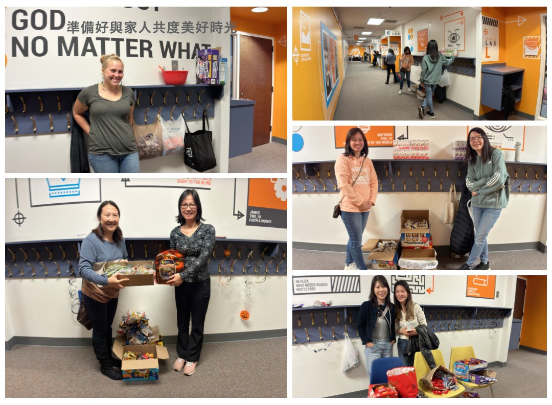 各位家長們為豐收節遊行準備就緒