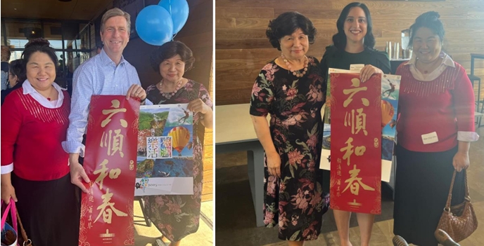 贈送美國國會眾議員US Congressman Greg Stanton,和US Congresswoman Yassamin Ansari  臺灣月曆宣傳臺灣,及漢字書法宣傳正體漢字文化