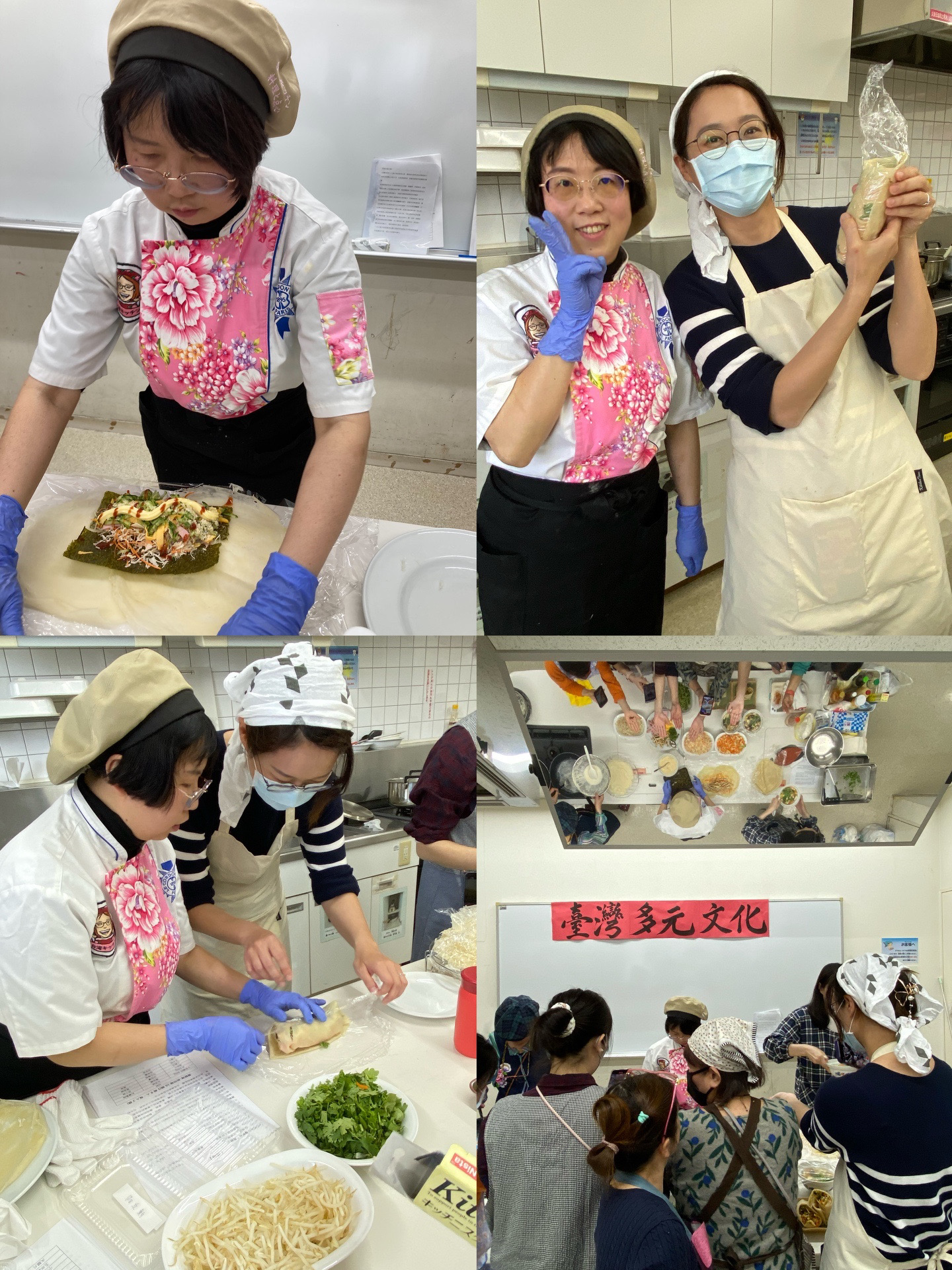 接著陳洳豔校長指導大家包潤餅
