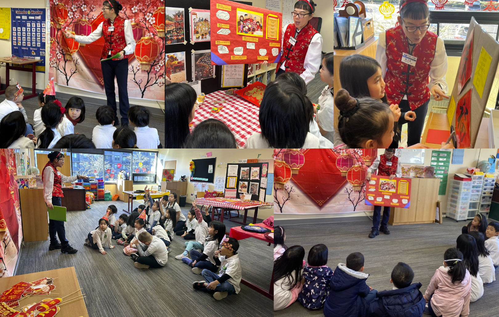 賴筱雯為各年級學生介紹農曆新年文化知識。