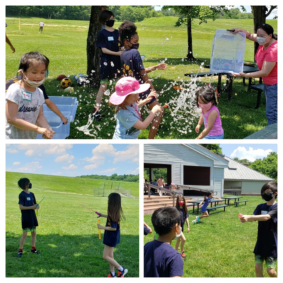 快樂的奔跑和潑水