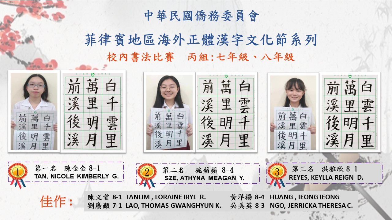 丙組:七年級、八年級 - 得獎學生和比賽作品