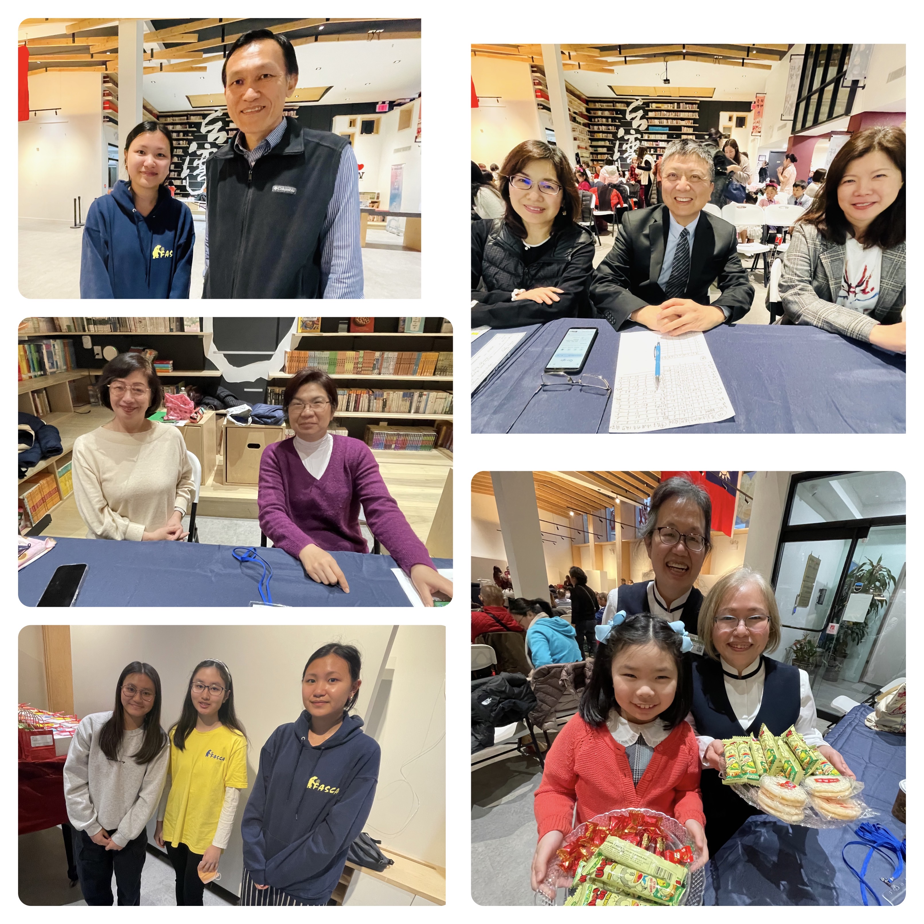 評審席(右上:鄧小怡、蔣昌棟、曹亞鳳),報到處(左中),方吉正、湯馥雲與FASCA 青年大使團三位成員(左下)