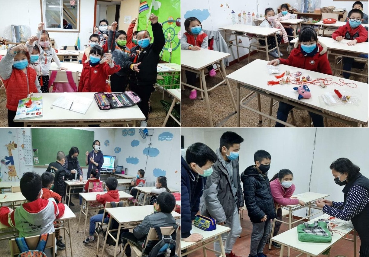 學生們學習製作香包。