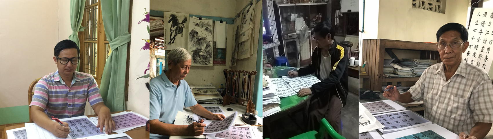 四位評審老師在審查學生作品