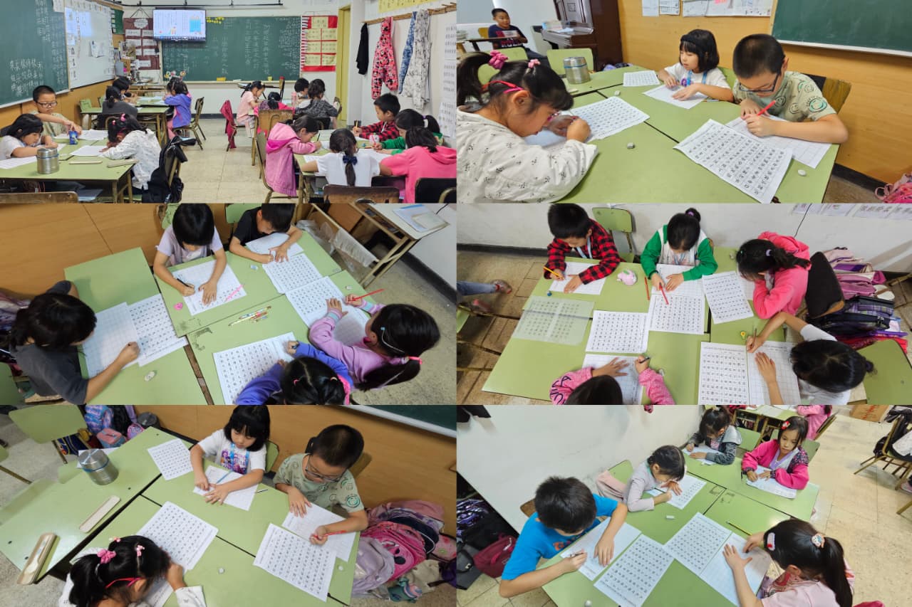 學生專注書寫中