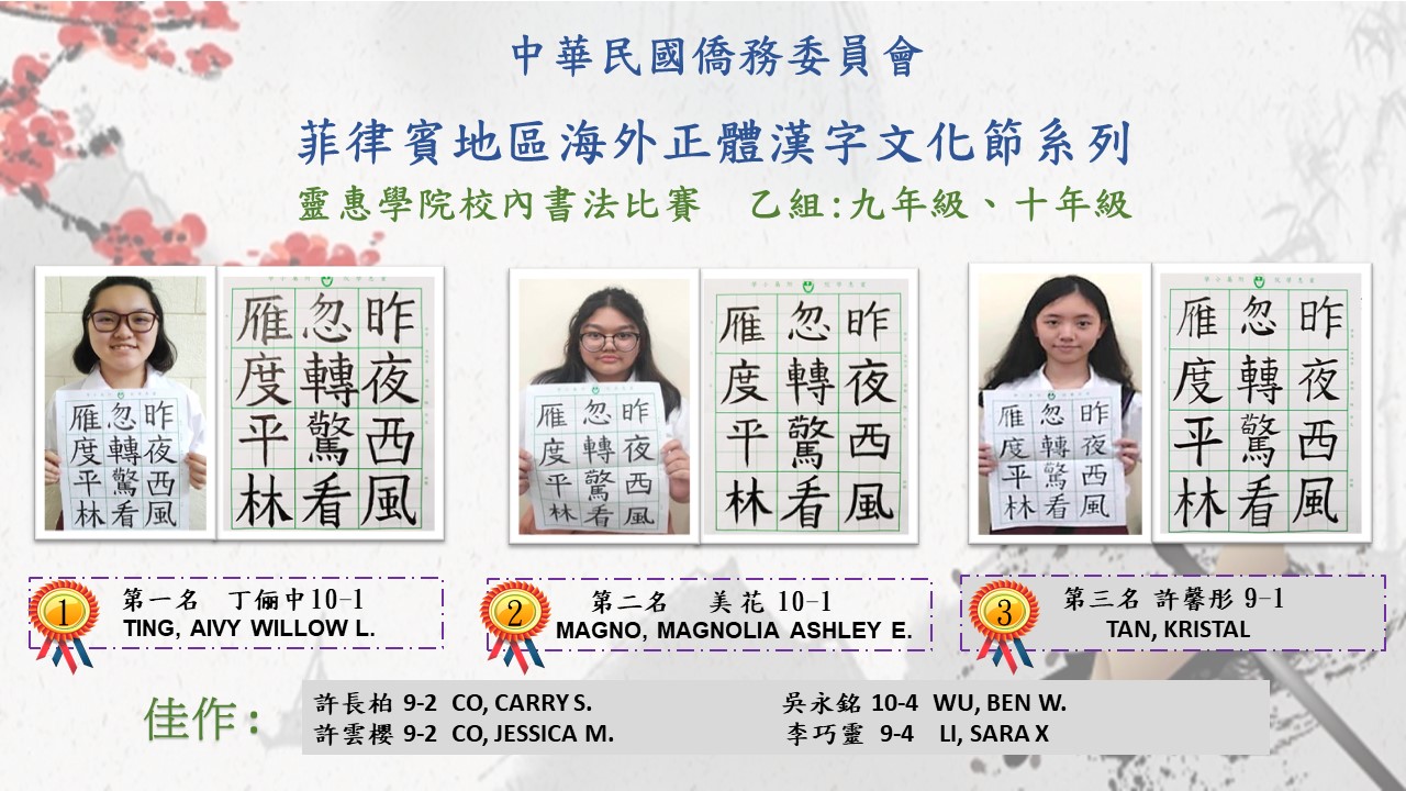 乙組:九年級、十年級  - 得獎學生和比賽作品