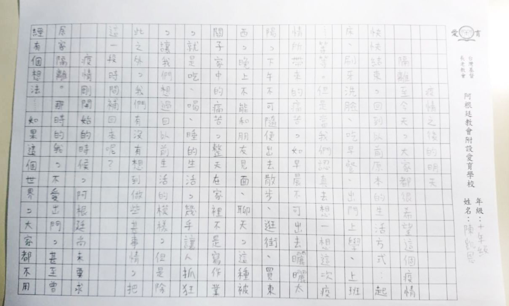 陳凱恩 中學部高中組10年級