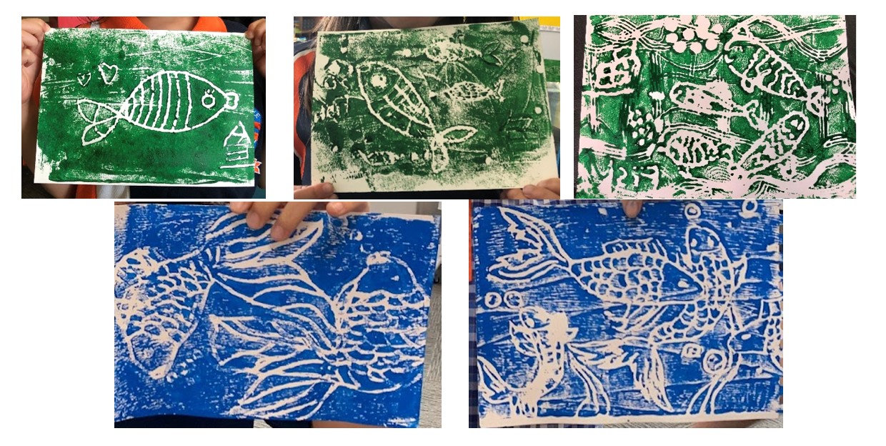 單一顏色拓印作品