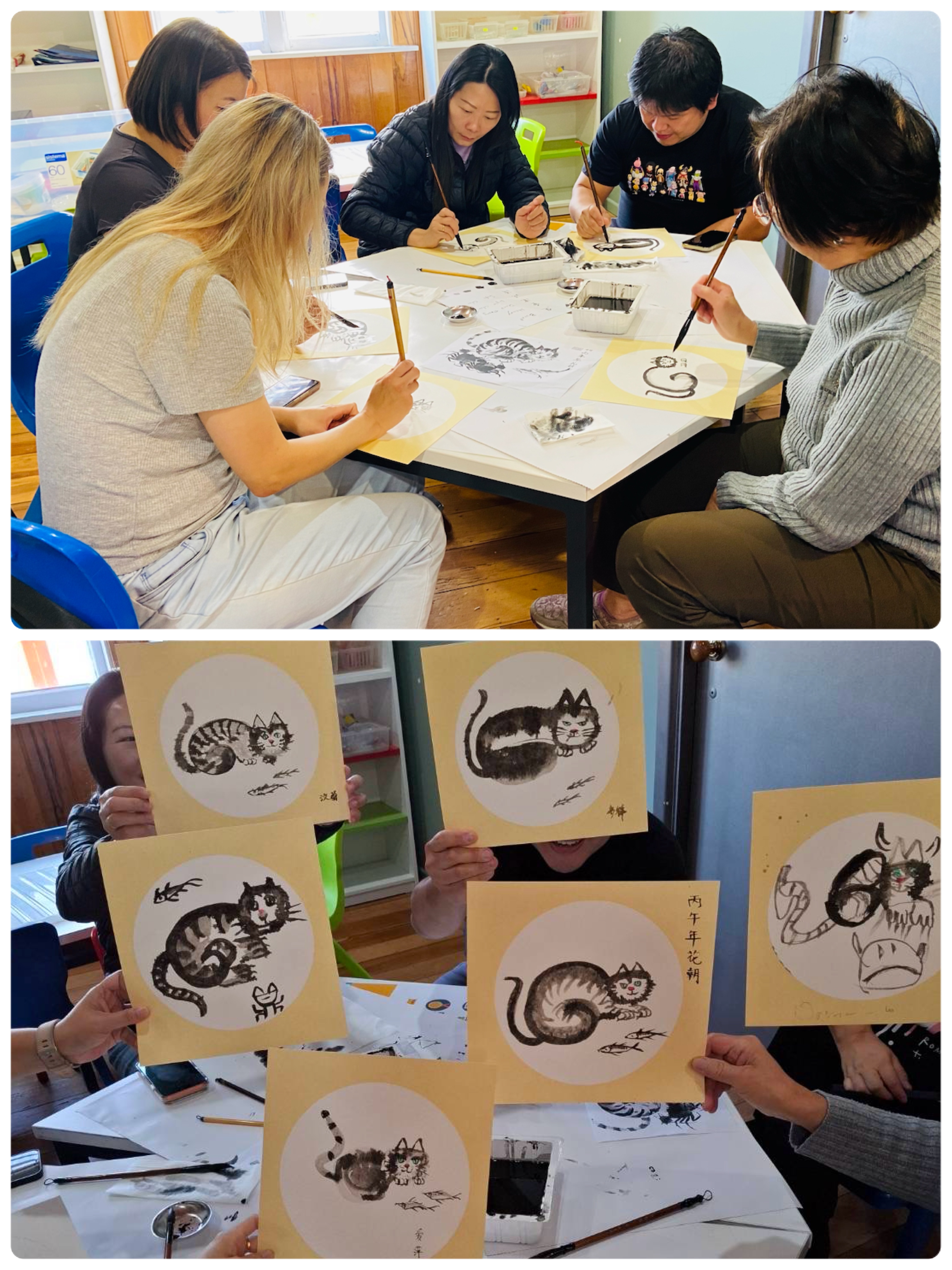  (上)家長們也非常投入（下）家長的作品也很棒喔！