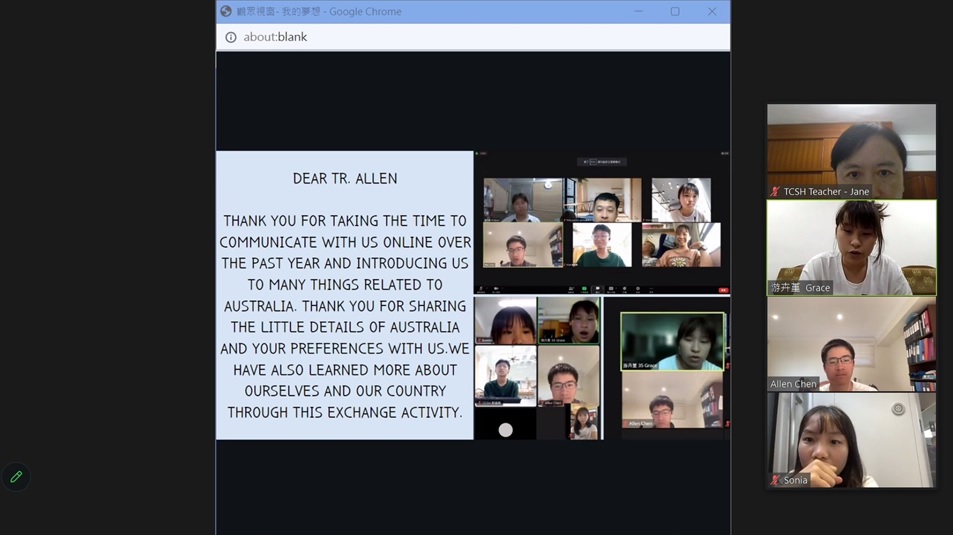 最後一堂課:慈中學生謝謝澳洲慈濟小老師的陪伴與教導