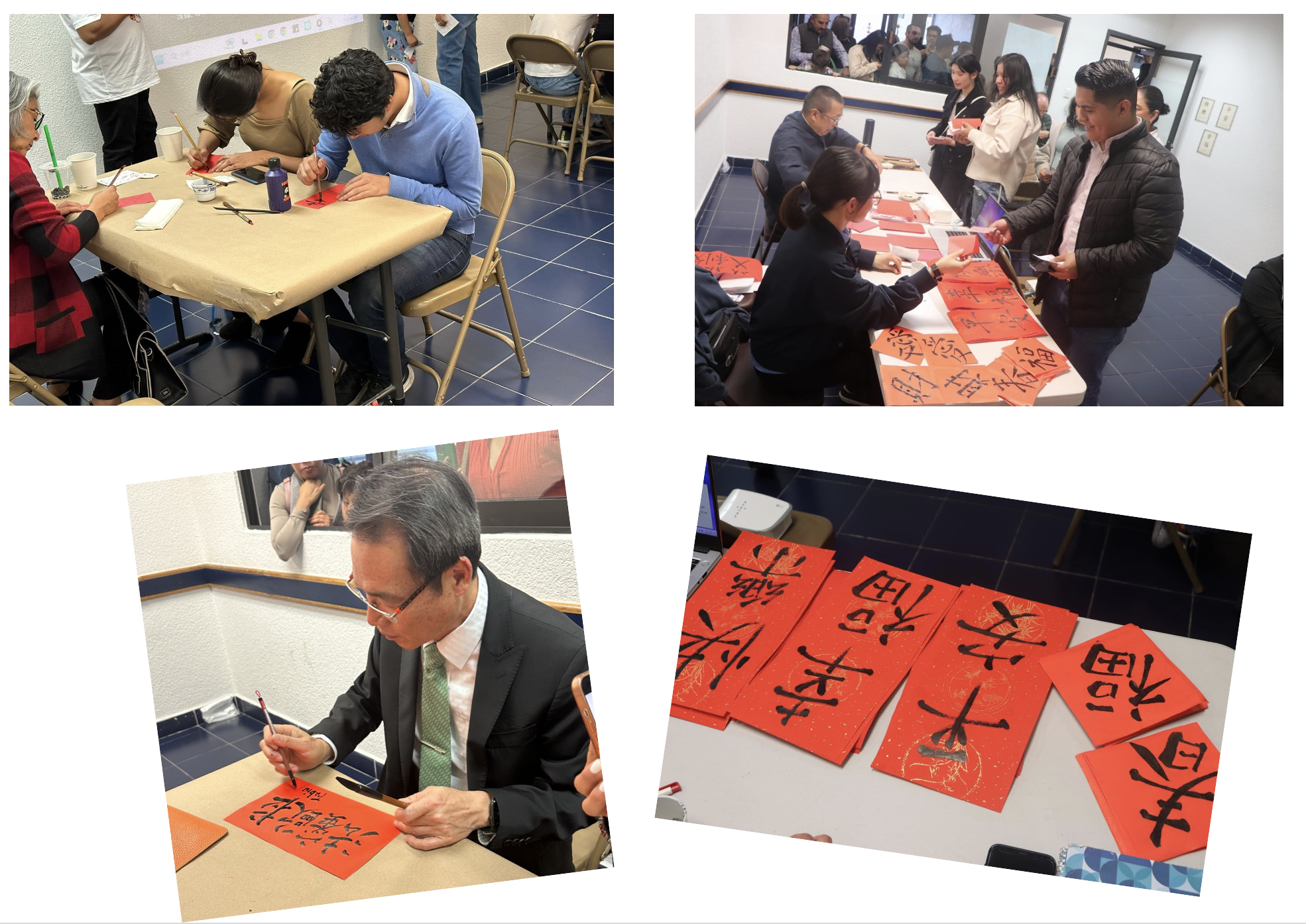 書法體驗——提供春聯讓客人帶回家，也可以將名字翻譯成中文並寫成書法