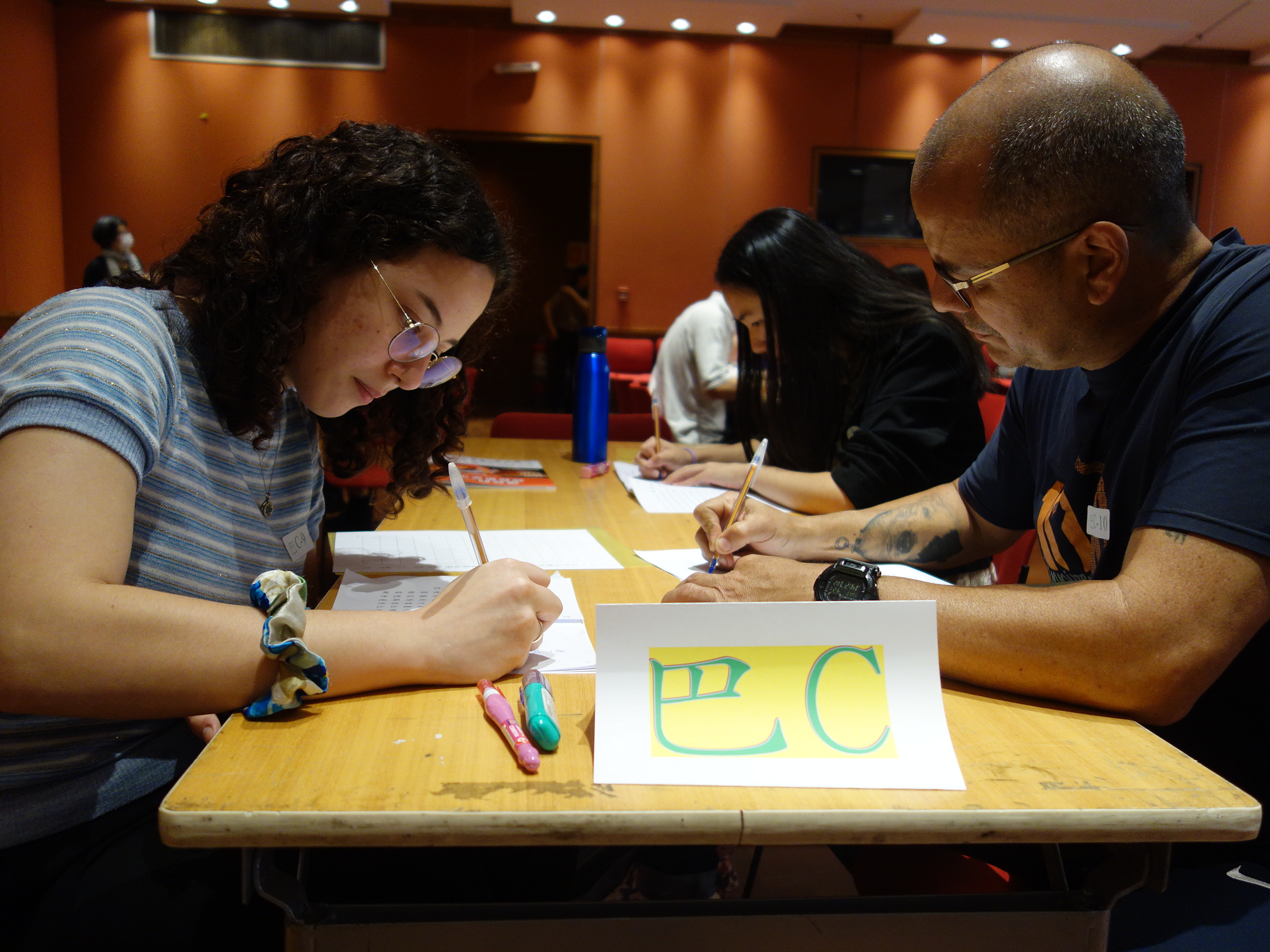 認真書寫的巴西成人組