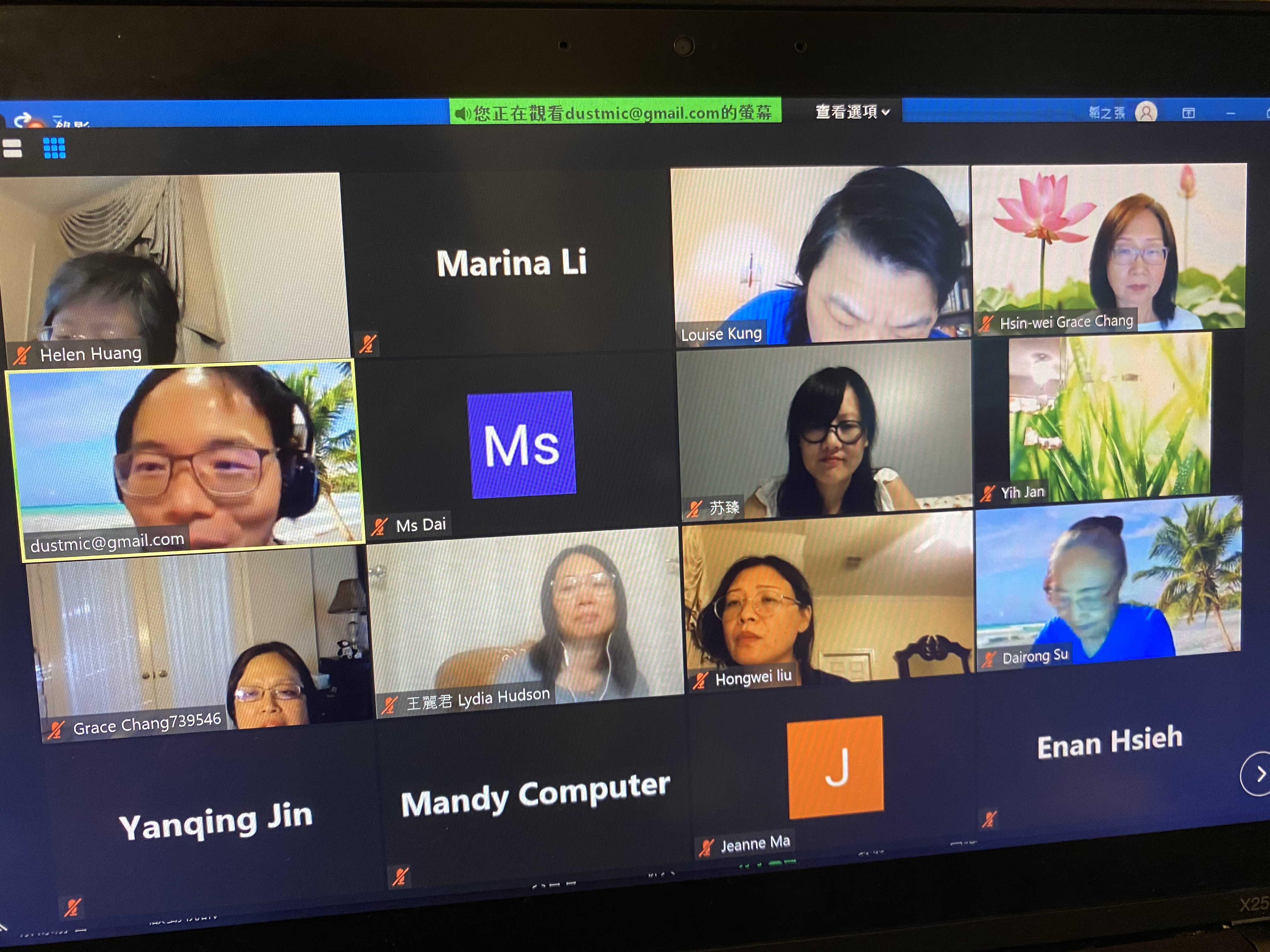 休士頓華文教師線上研習會的上課情形