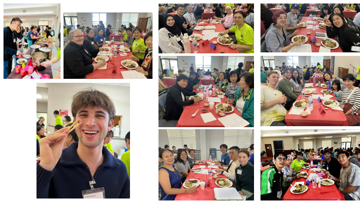 各桌享受美食的同時，也進行華語會話練習