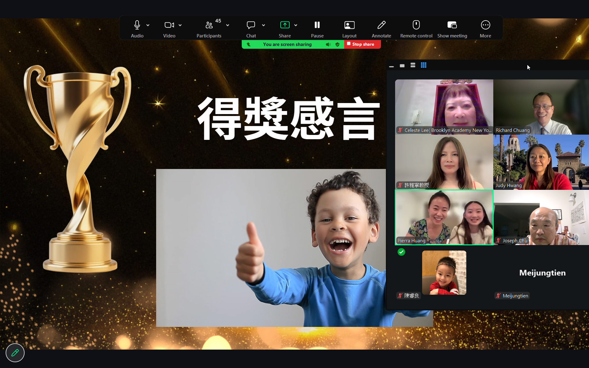 獲獎同學,家長及校長們發表感言