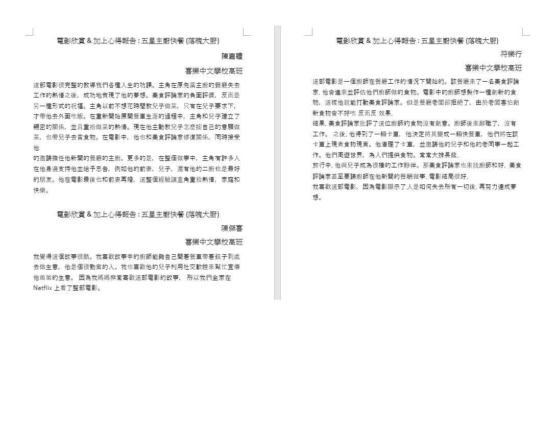 2021-Q1 高班1-五星主廚快餐 (落魄大廚) 