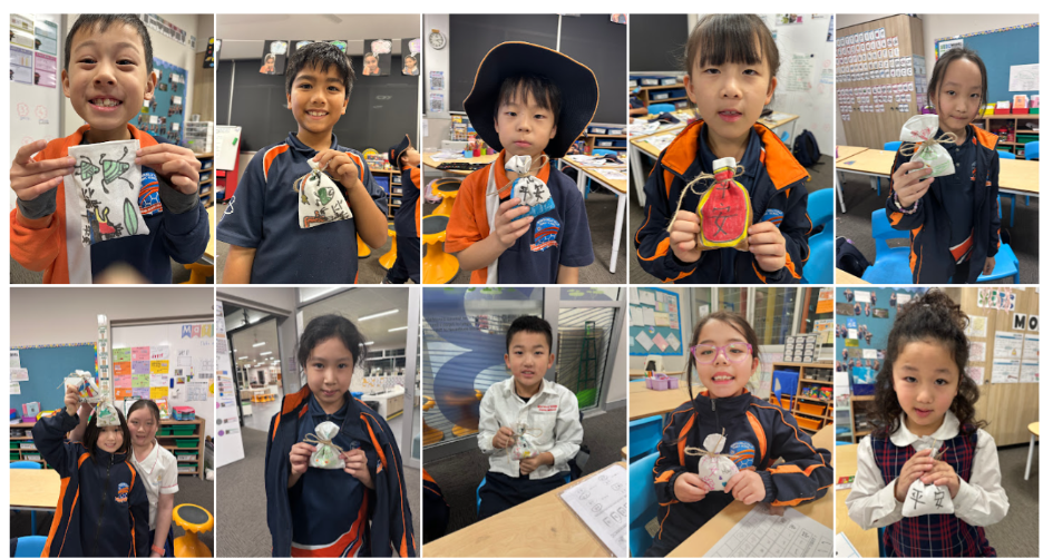 藉由端午節主題，孩子們學習並練習書寫「端午安康」、「平安」、「健康」等祝福詞彙，在活動中提升語文能力，也感受傳統節日中的美好心意。