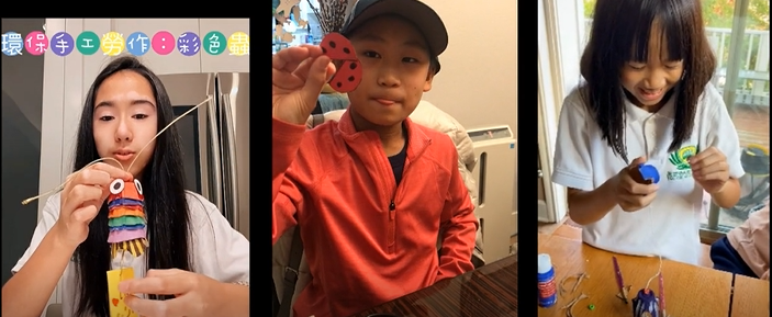 六年級的孩子用蛋殼做成鯉魚、甲殼蟲等等