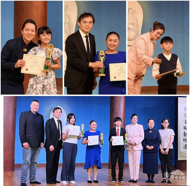 高年級組前三名，（下圖）左三起為魯茂芊、曾瑋、柳權郡