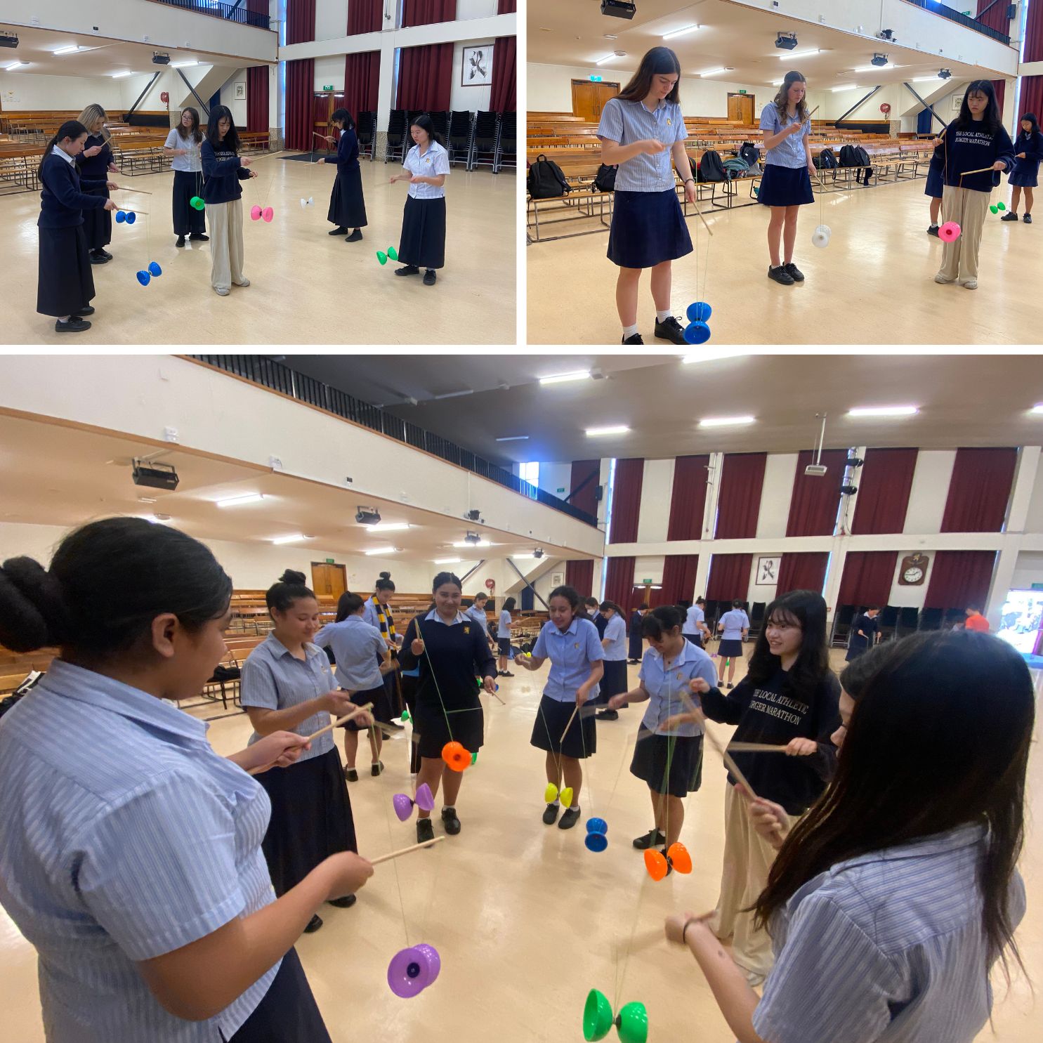 助教林儀珊以「鈴」會友，學生們專注歡樂地享受扯鈴體驗課程