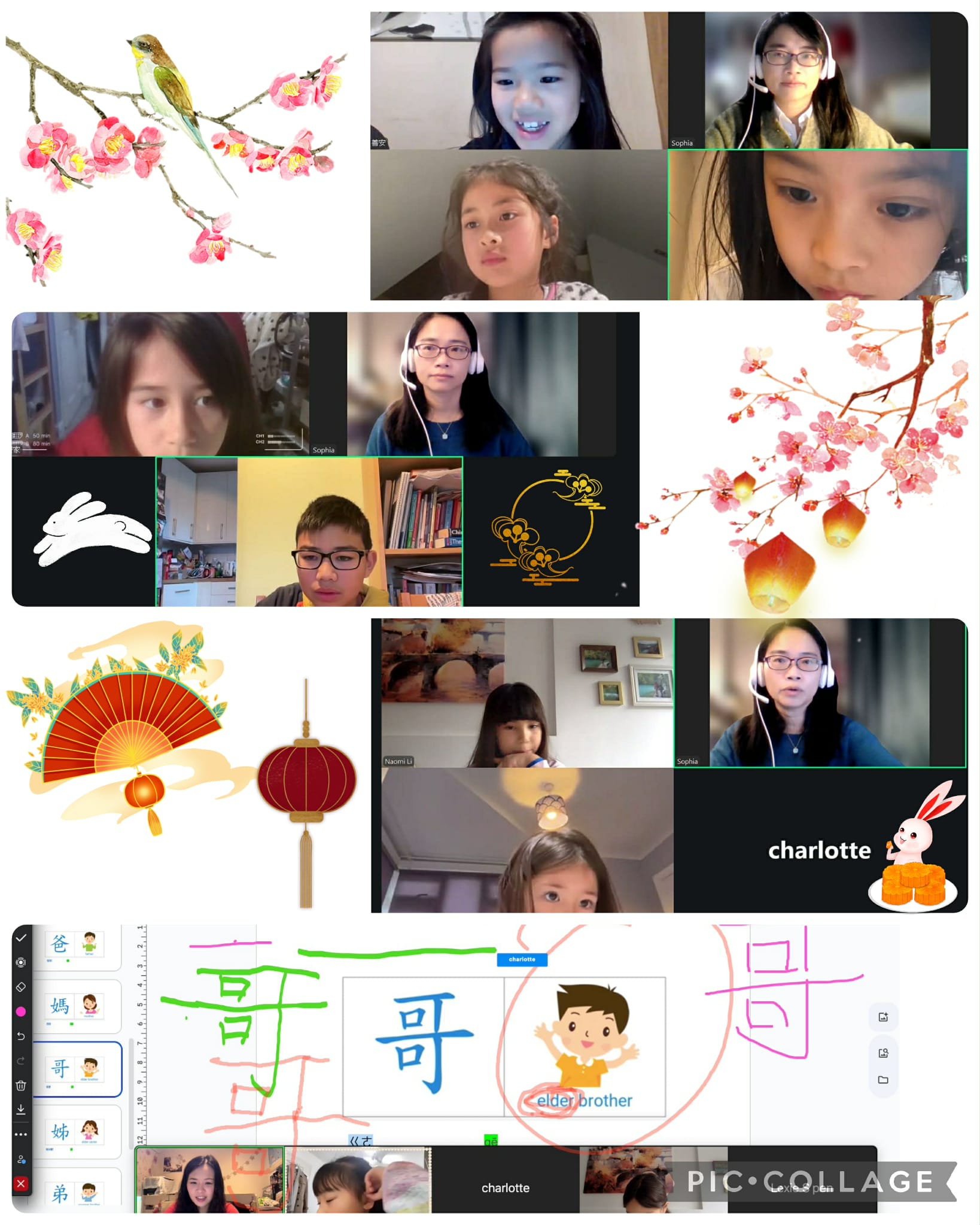 老師在課堂上結合中秋節和端午節等傳統節慶，向學生解釋節日的意義與習俗，讓學生在動手參與中學中文、了解文化。