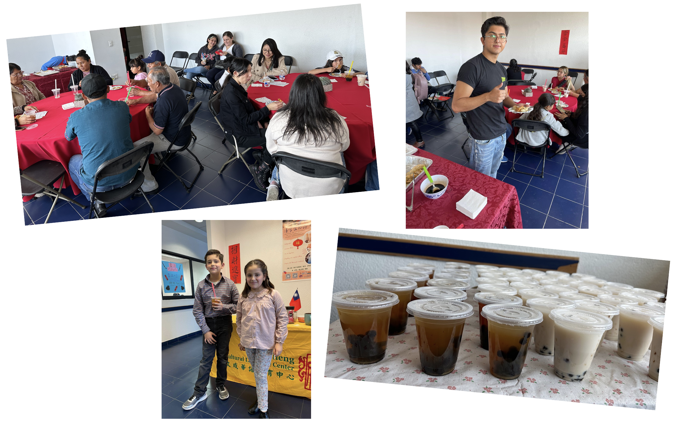 品茶攤位與菜餚品嚐攤位，擺放了兩張圓桌與椅子讓客人坐下悠閒品嚐，珍珠奶茶深受墨西哥人的喜愛