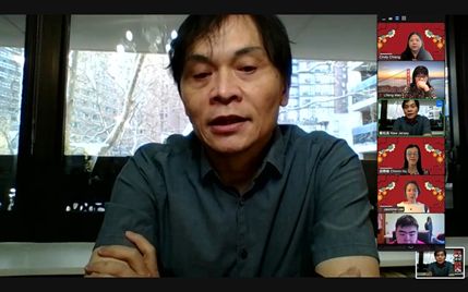 新澤西中文學校協會董事長戴松昌致賀詞，恭喜新海中文學校成立臺灣華語文學習中心。