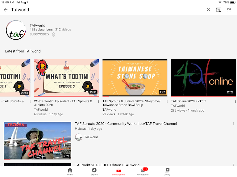 部分tafonline 2020 課程已經上載在YouTube ‘TAFworld’ 頻道