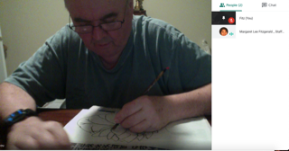 透過視訊教學學習工筆畫的成人班學生