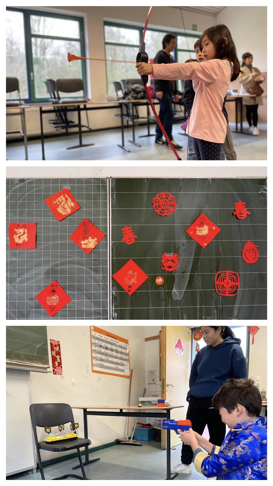 剪窗花與龍年開運射箭豐富了大家的新春活動