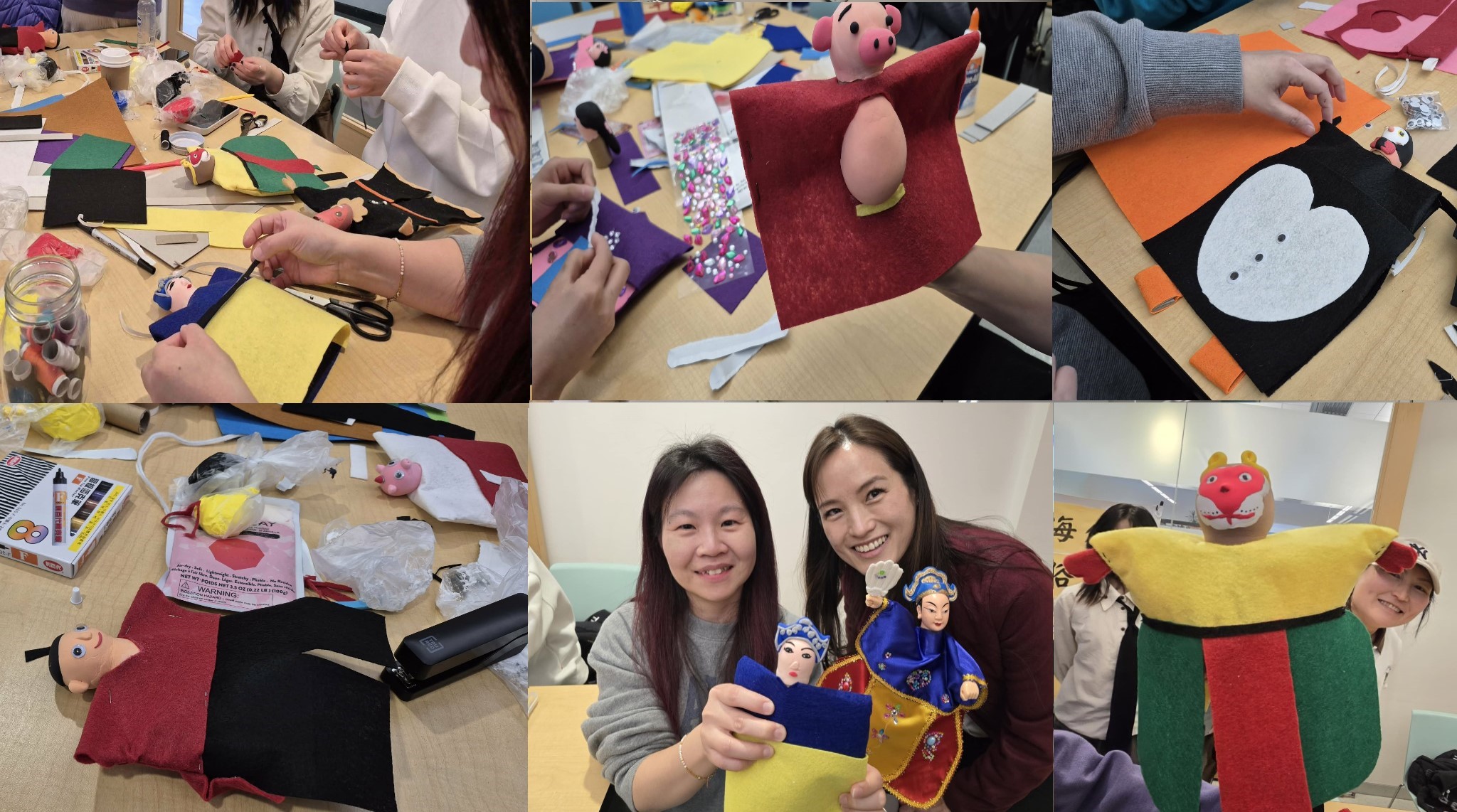 學員們發揮創意製作的布袋戲偶令人驚艷，收穫滿滿