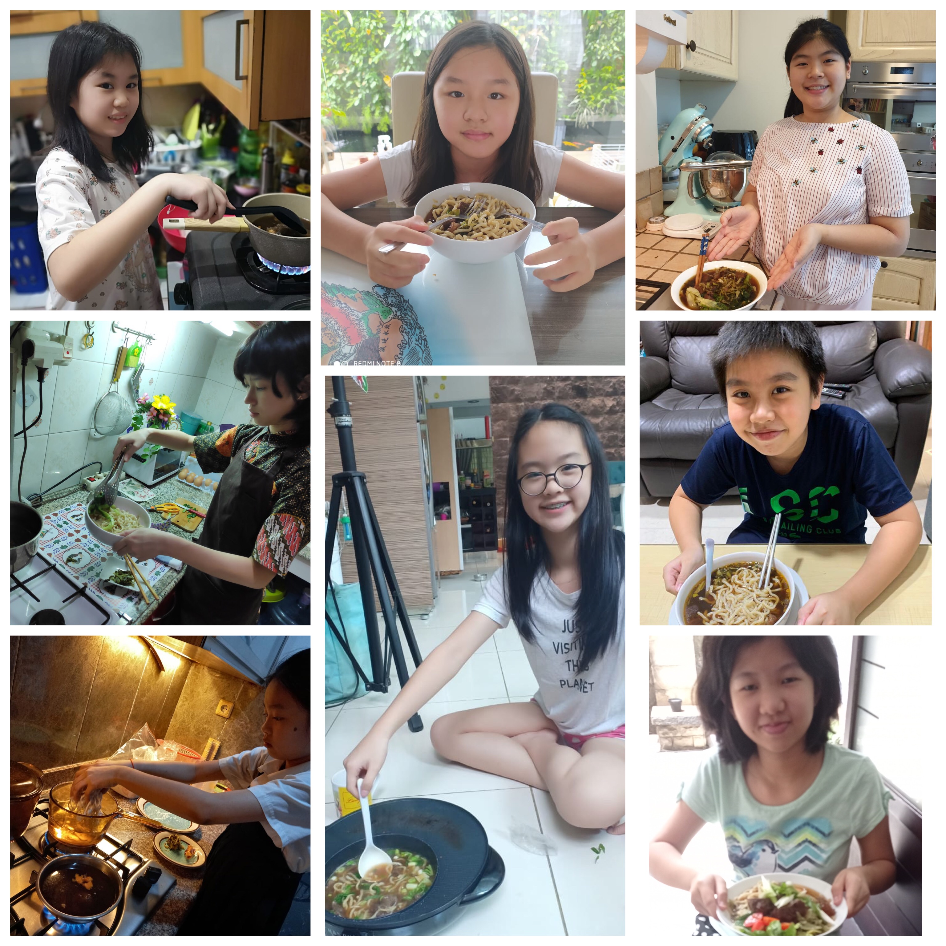 學生自己動手煮紅燒牛肉麵。