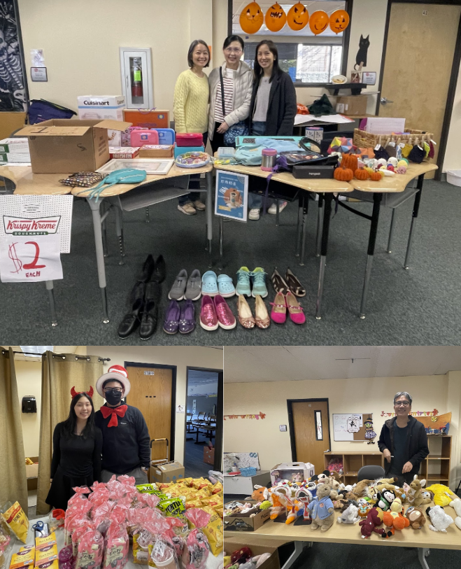 家長與志工們協助攤位。