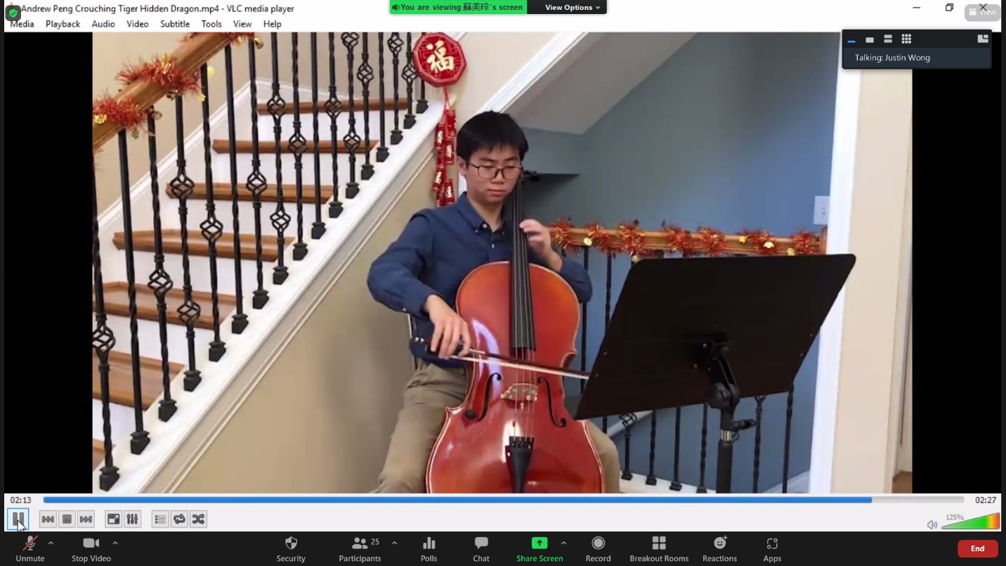 中文學校學生文化服務表演-大提琴，曲目：臥虎藏龍