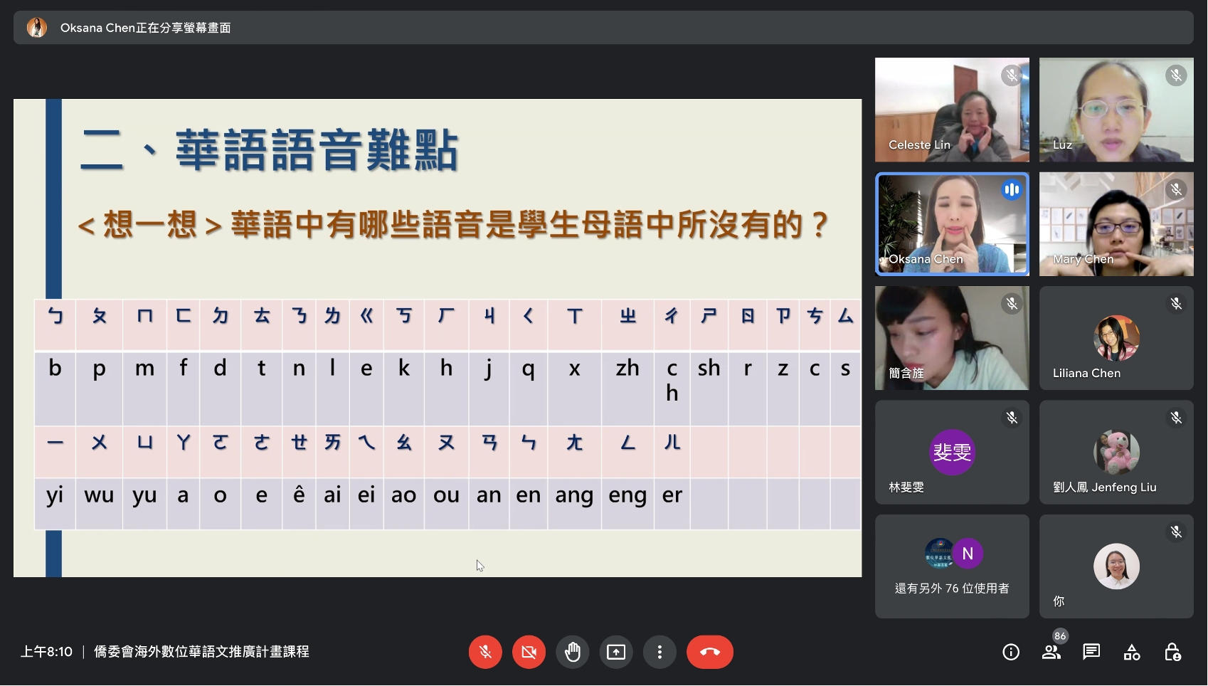 《學華語向前走》入門基礎正音教學課程設計上課情形