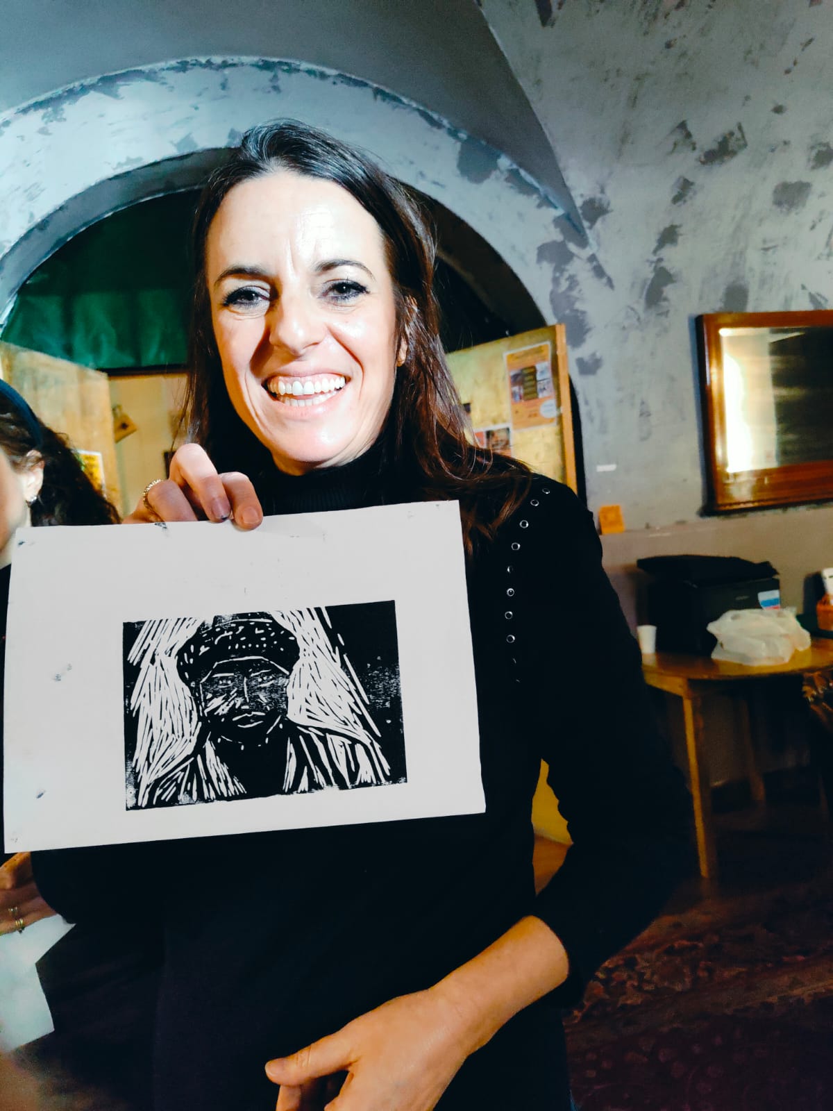 義大利當地居民透過版畫刻畫，認識台灣不同的種族組成，達到本工作坊強調的種族融合