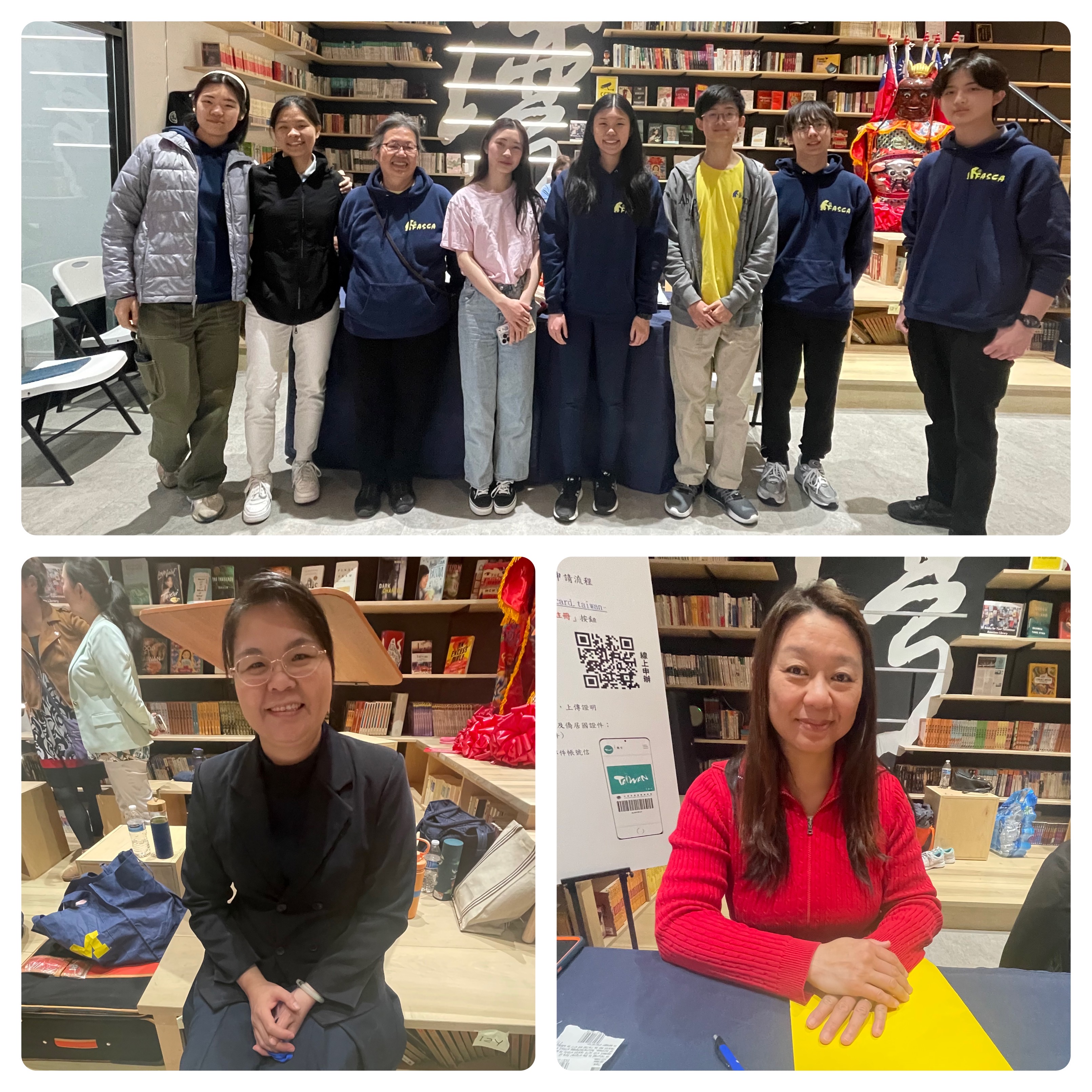 FASCA湯馥雲團長與海外青年文化志工FASCA(上),現場會場管控紐約慈濟校長林怡蓉(下左)與長島南灣校長黃菁齡(下右)