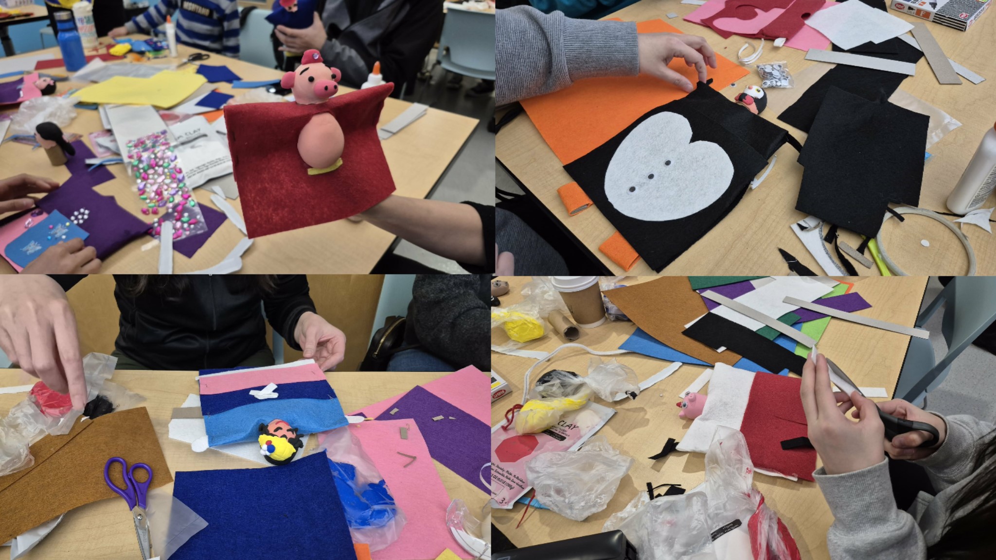 研習中，學員們努力專注於布袋戲偶頭及服飾製作