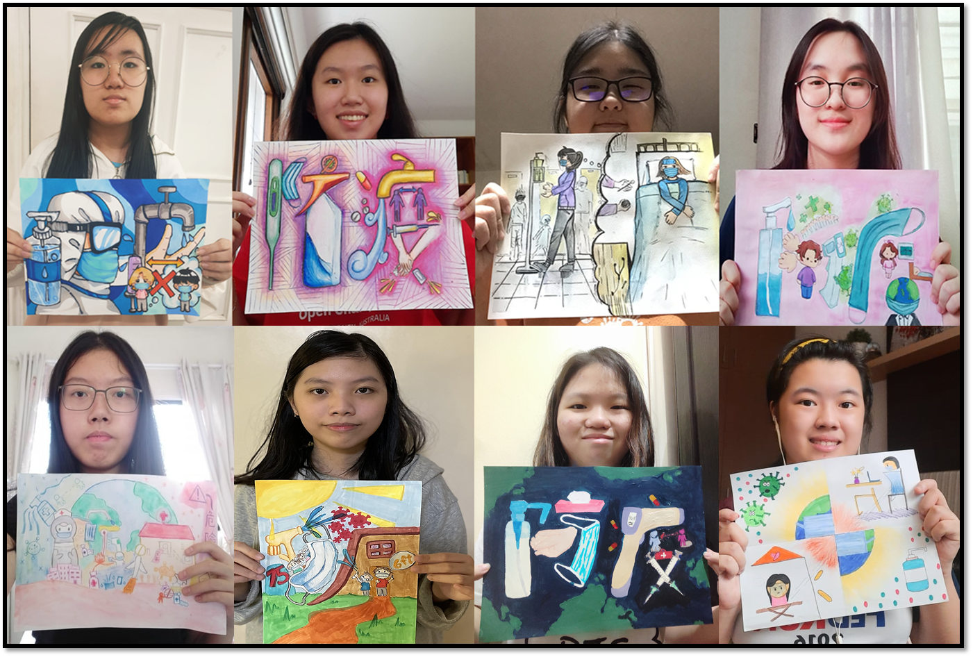 甲組：十一年級、十二年級(主題:防疫)  第一名: 朱巧莉 (12年級乙組)   第二名: 吳壬玉 (12年級甲組)    第三名: 蔡宜錚 (12年級甲組)  佳作獎: 何亭宜 (12年級丙組)、顏德倩 (12年級丙組)、傅逸菲 (11年級乙組)、吳美安 (12年級甲組)、楊心怡 (11年級乙組)