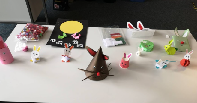 與慈濟師姐手作可愛的紙兔子