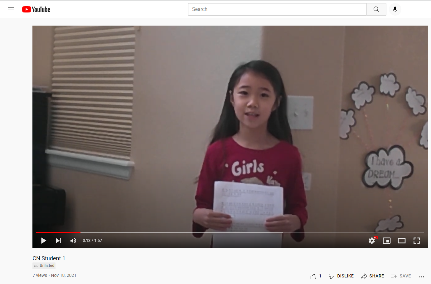 CN Class - 初級正規語文班 - 第一名 (演講影片截圖)