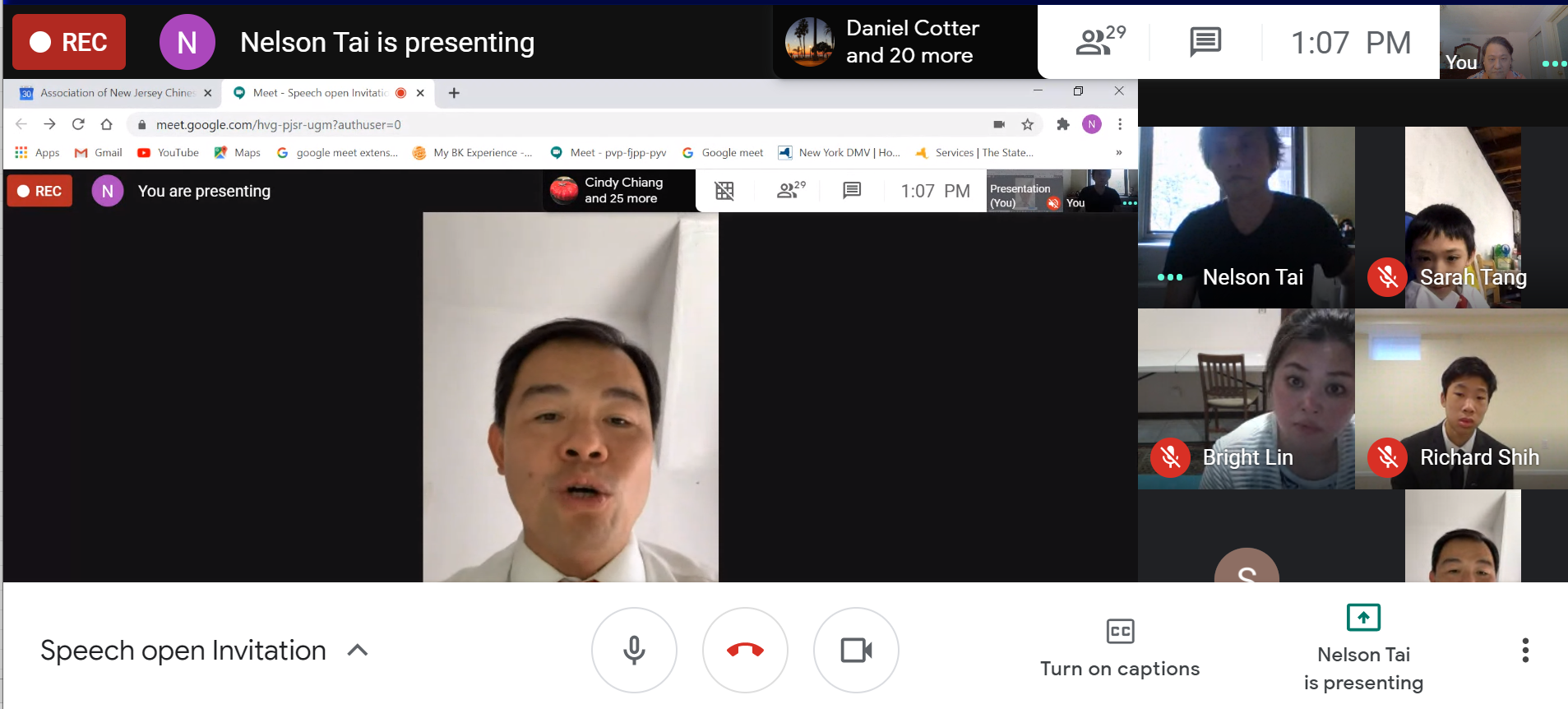 紐約華僑文教服務中心黃正杰主任 線上致詞