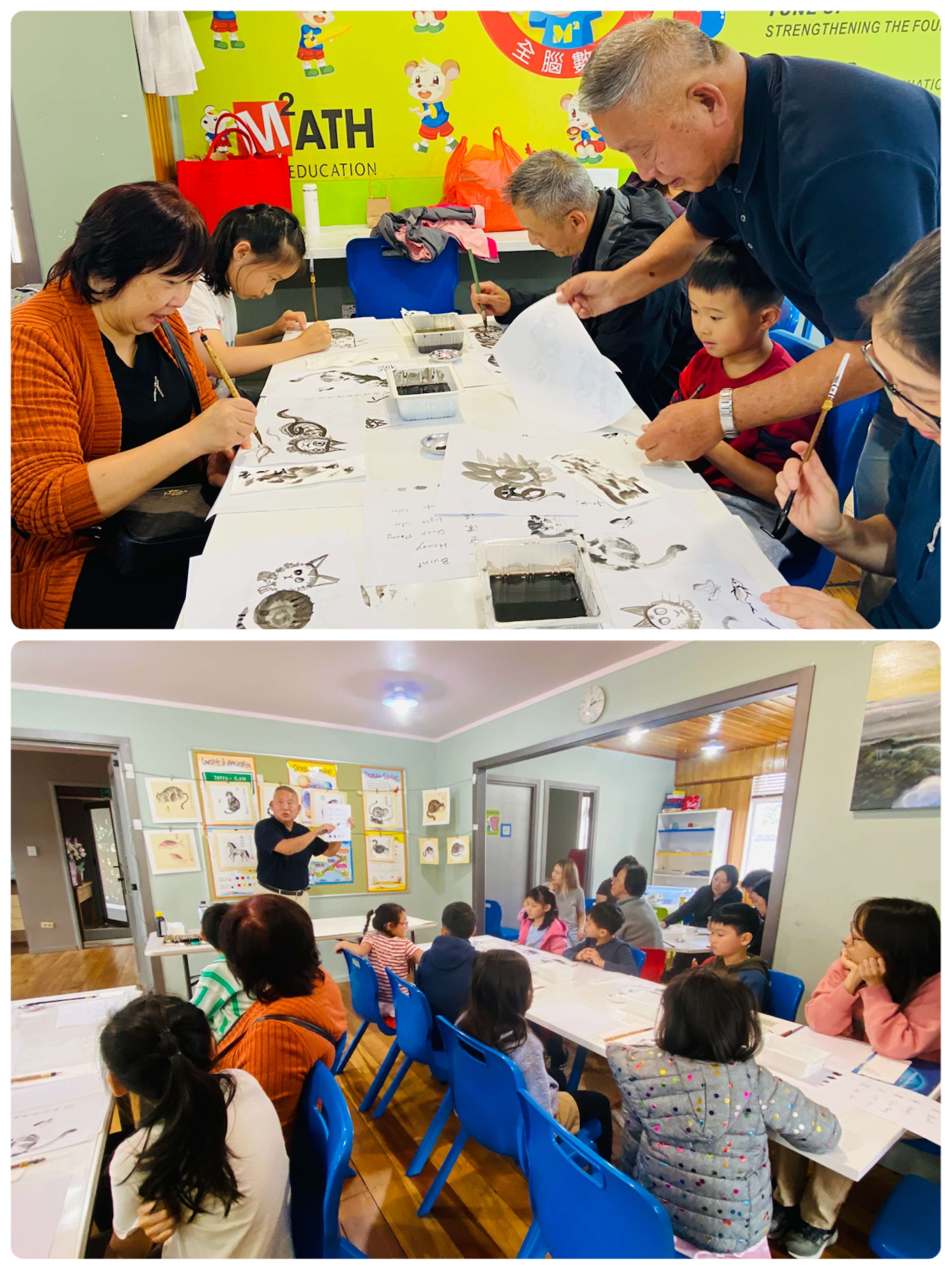 （上）翟老師親自指導（下）大家認真學習 