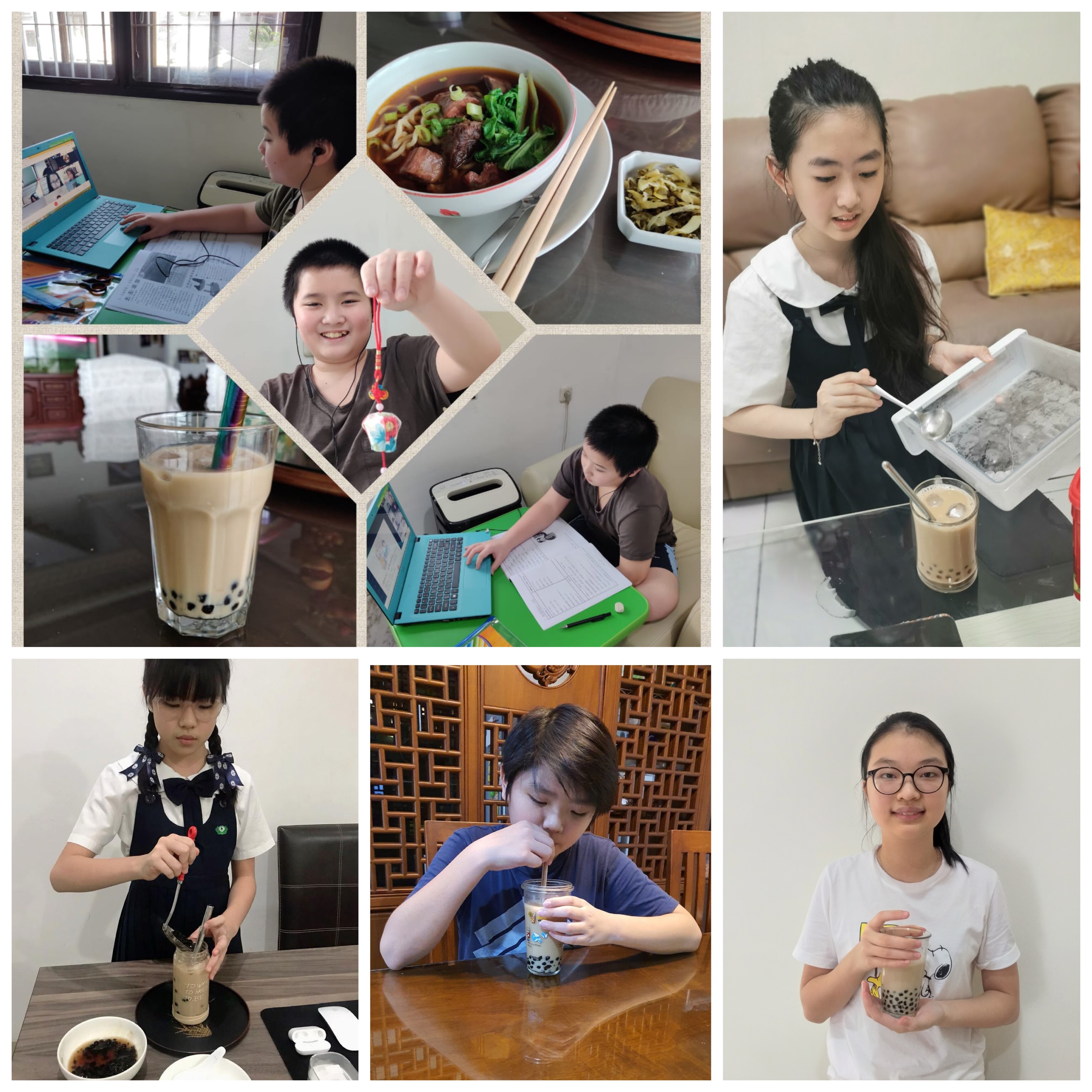 學生動手製作黑糖珍珠奶茶。