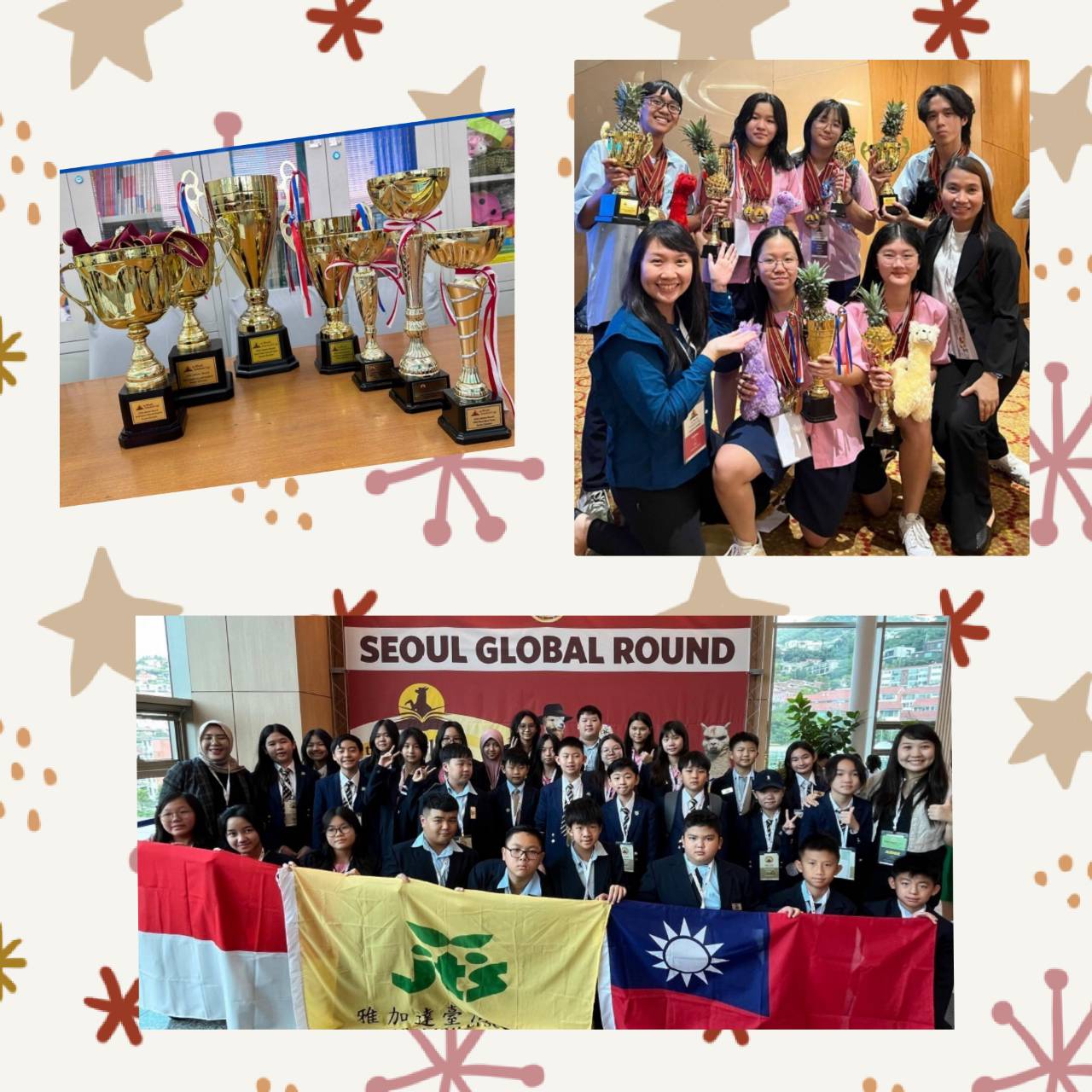 全球區團隊與教練Ms. Katitah, Ms. Yuliana合照