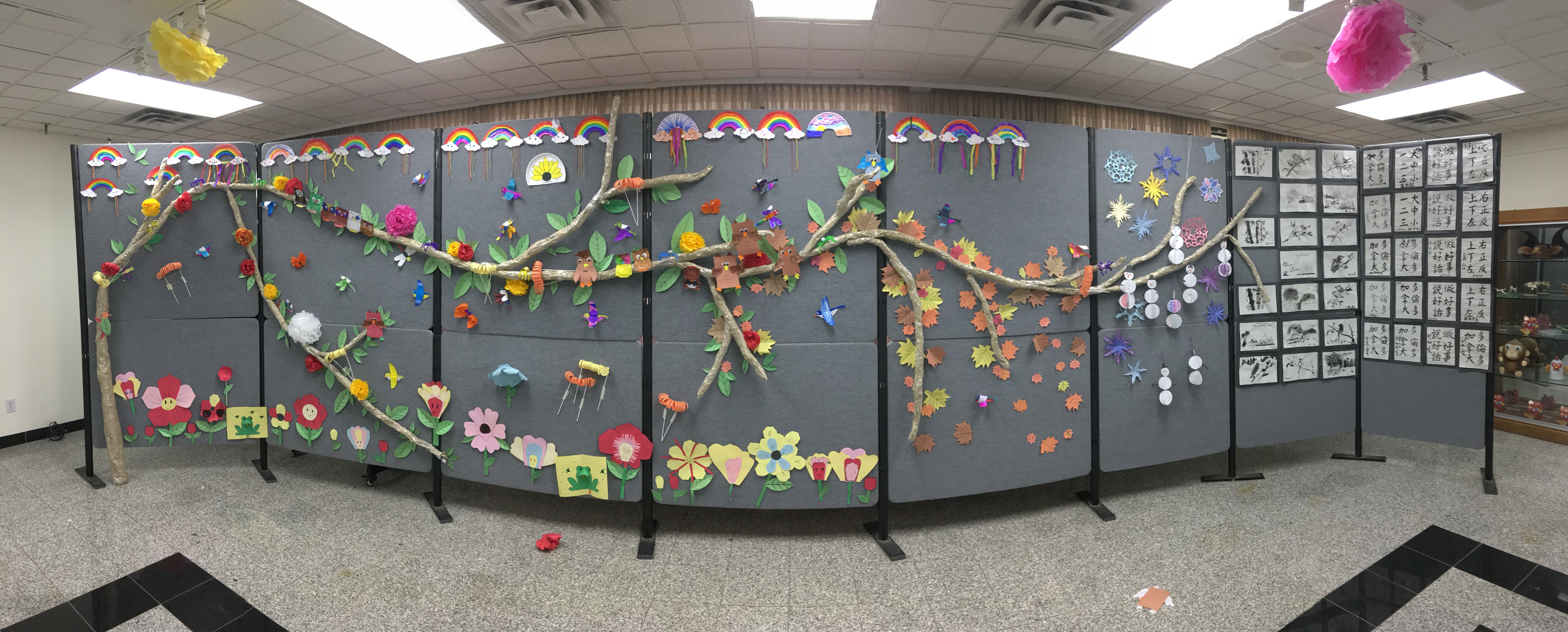 學員以「四季花園」為主題的美工剪紙裝飾及布置藝術課程成果展現。