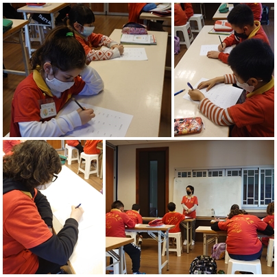 佛光中文書苑作文比賽-同學們專注寫作中